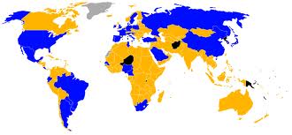 Countries in blue have qualified. Countries in yellow were eliminated. Those in black did not qualify and those in gray were not members from the start of the competition. 