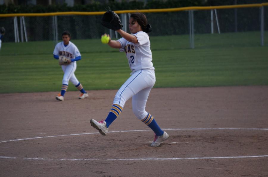 Kathryn Caravalho sends a high speed pitch during the teams first game against Willow Glen.