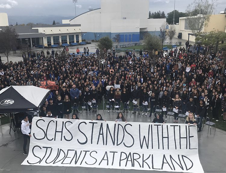 The students of SCHS participate in the walkout on March 14, 2018.