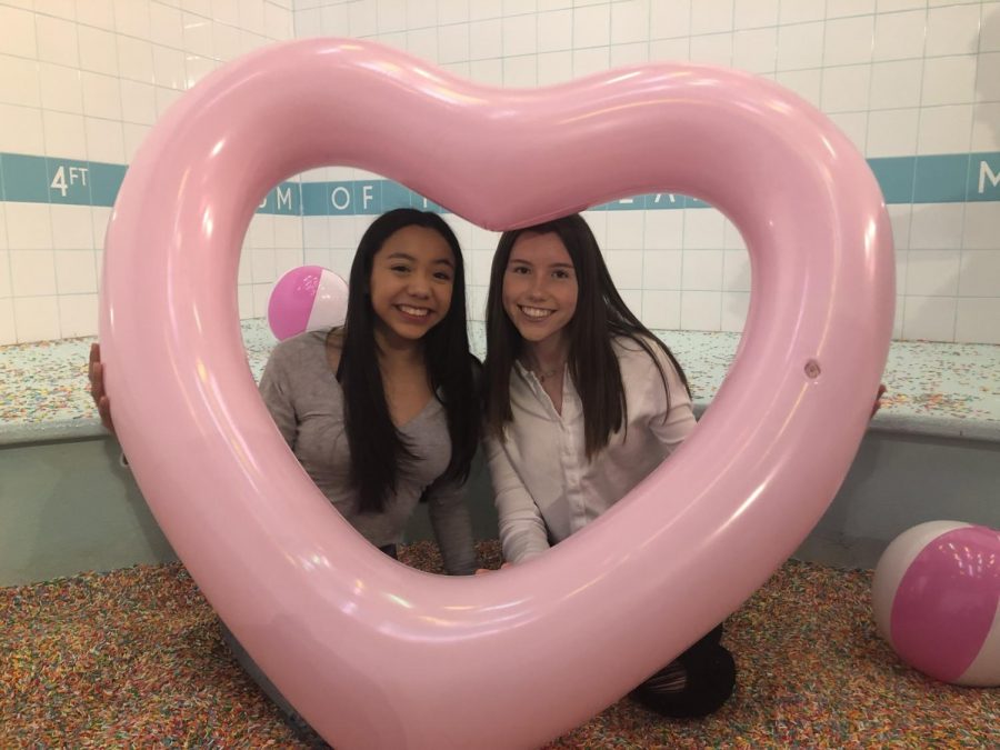 Sophomores Fernanda Alfaro (left) and Cassie Ambelang (right) pose at the Museum of Ice Cream in San Francisco. 