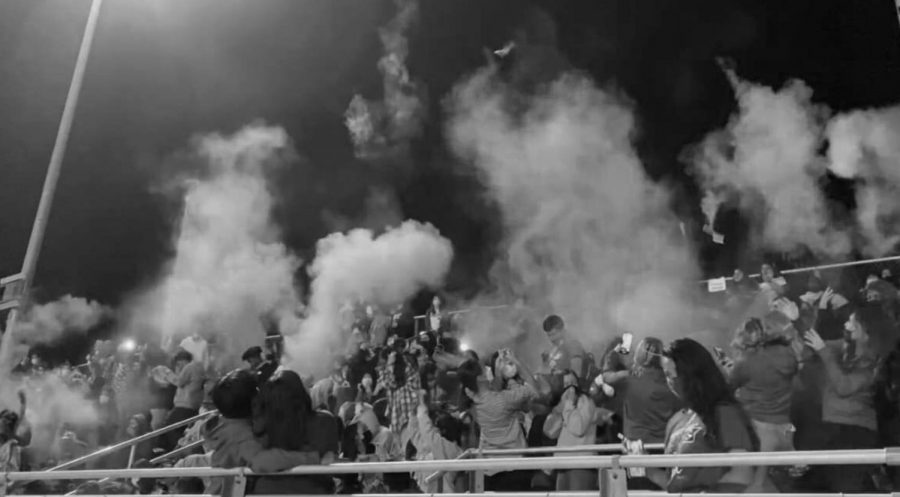 Colorful party powder was thrown in the student section at the 2021 Homecoming to enhance student energy and hype during the Varsity football game, just one of the activities they plan on doing to bring spirit to SCHS sports.
