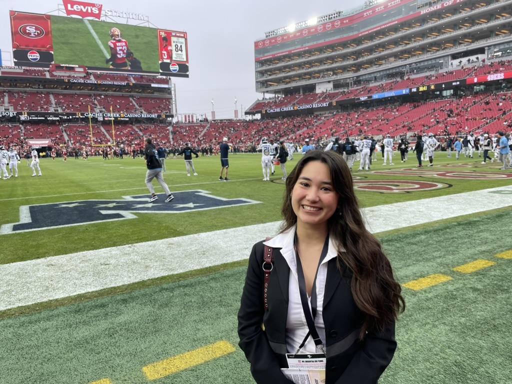 Amanda Troll poses for a picture while the 49ers and Titans warm up before the game. (Courtesy of Keyon Johnson)