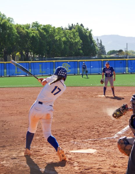 Senior co-captain Chloe Boyes hits the ball at Santa Clara High School on March 23, 2026.